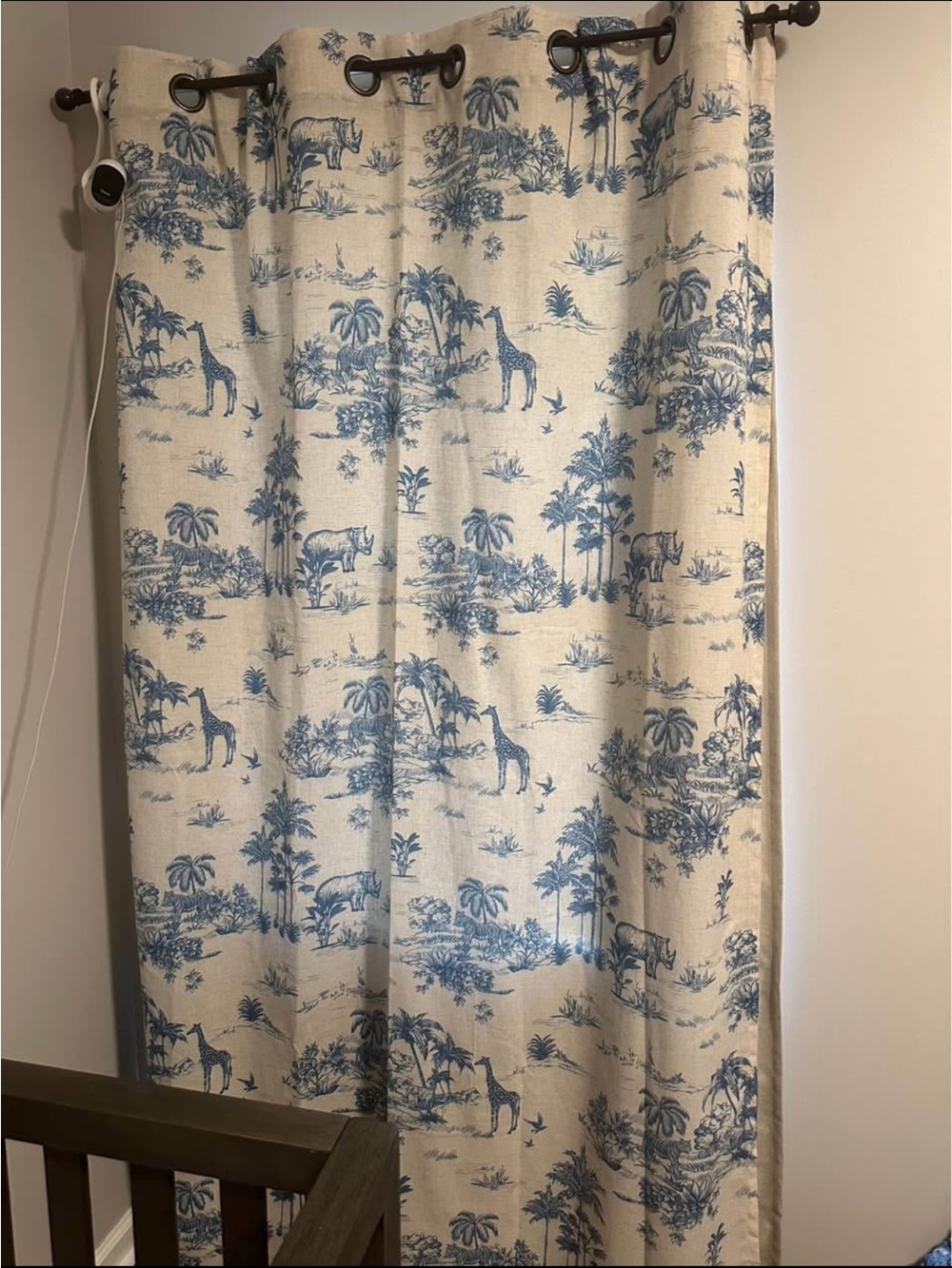 Blue Safari Toile Curtain Panels (SET OF 2)